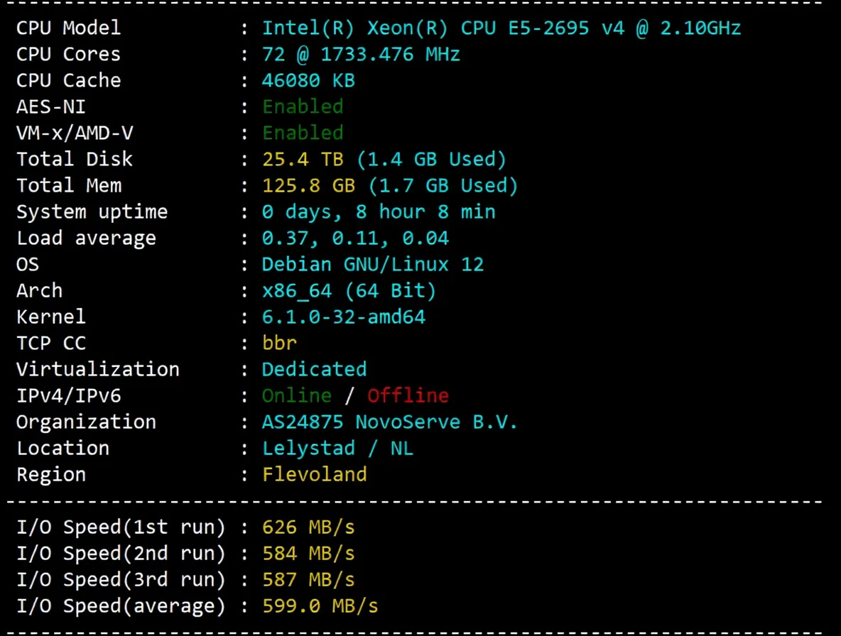 Detailed Review of Novoserve Netherlands Server with Direct Connectivity to China via Three Major Networks - Image 2