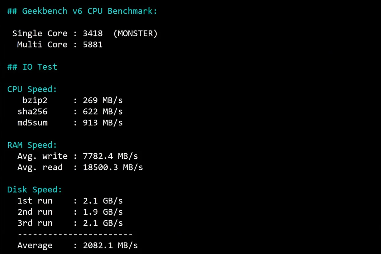 Detailed Review of UQIDC Salt Lake City 10Gbps Bandwidth High-Performance AMD Ryzen 9 9950X Series VPS - Image 12