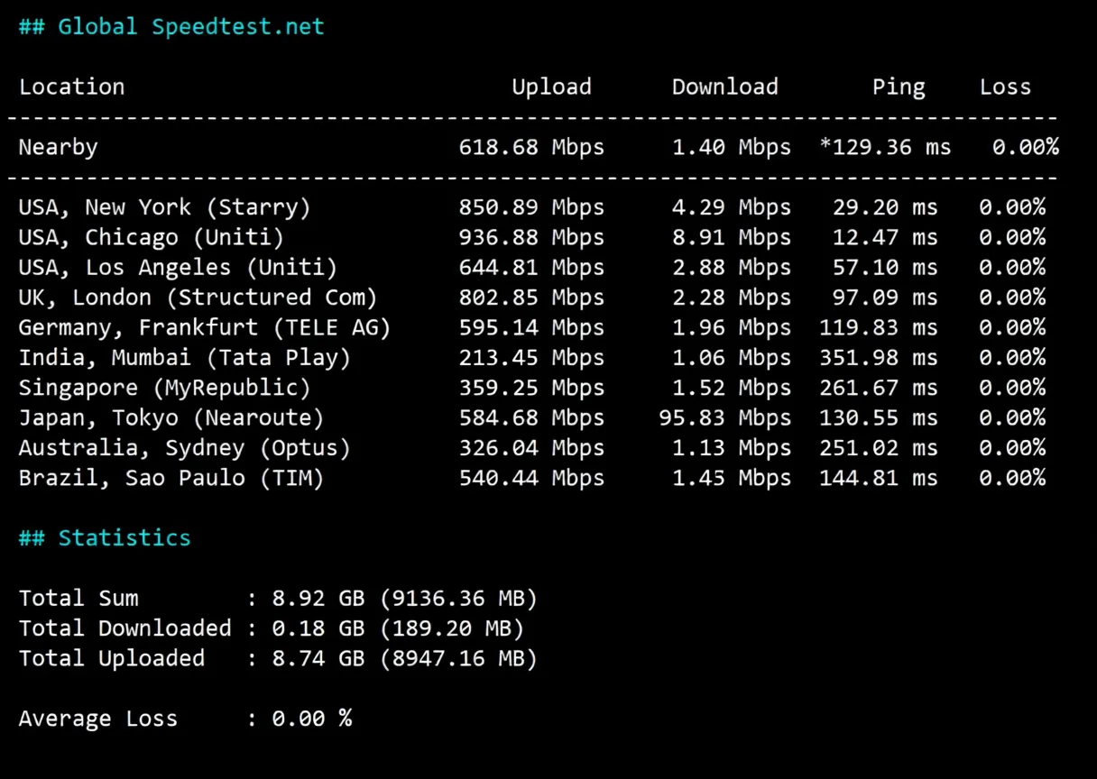 Detailed Review of Dedione Kansas USA VPS with 1Gbps Bandwidth and Unlimited Traffic - Image 4