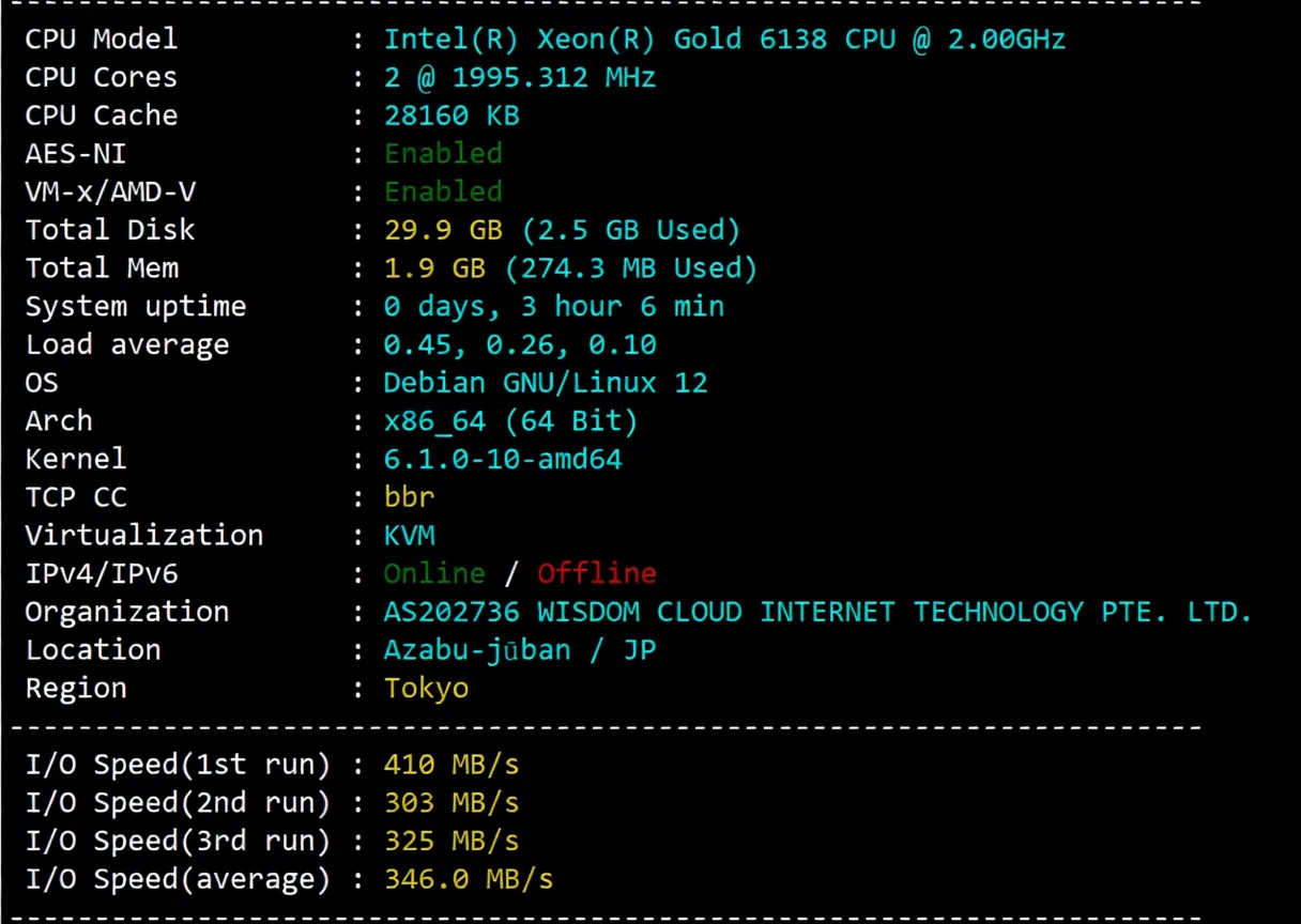 Detailed Review of yin-net/YinYun Japan Dual ISP Residential IP VPS - Image 2