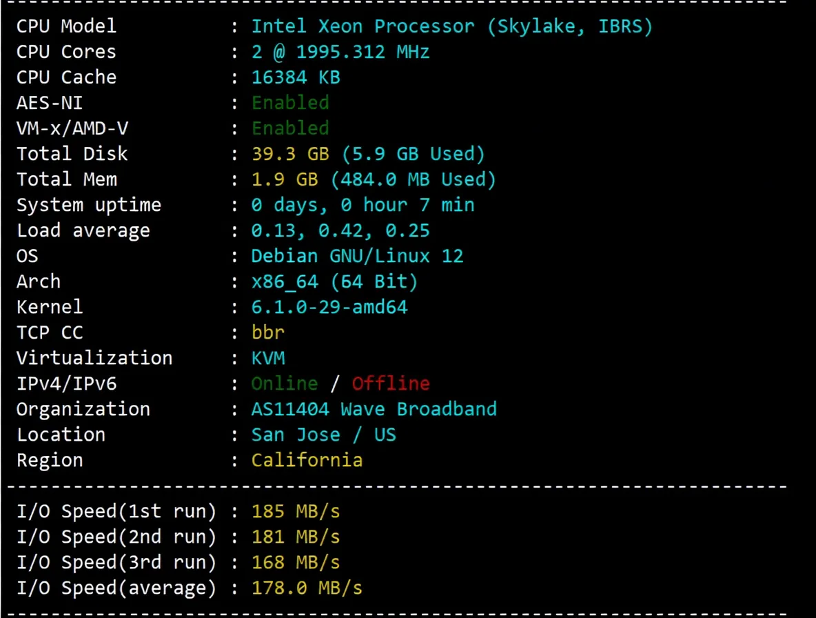 Detailed Review of sixtynet's US Astound Residential IP VPS - Image 2
