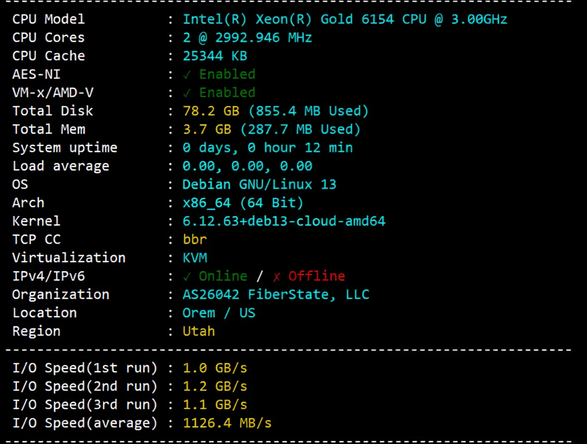 Detailed Review of Softshellweb Salt Lake City USA VPS - Image 2