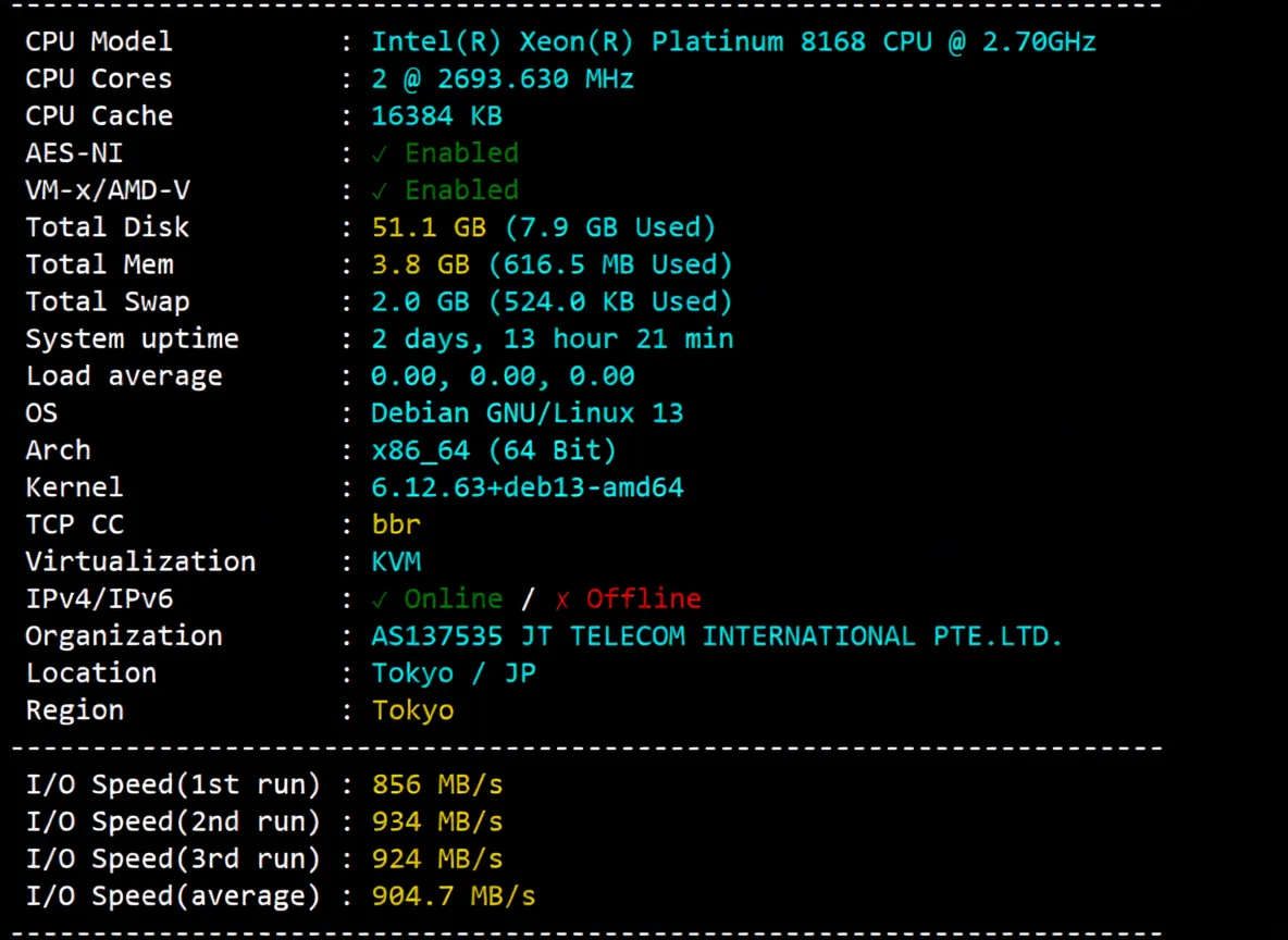 Detailed Review of hncloud Japan Optimized Route Lightweight Cloud Server - Image 2