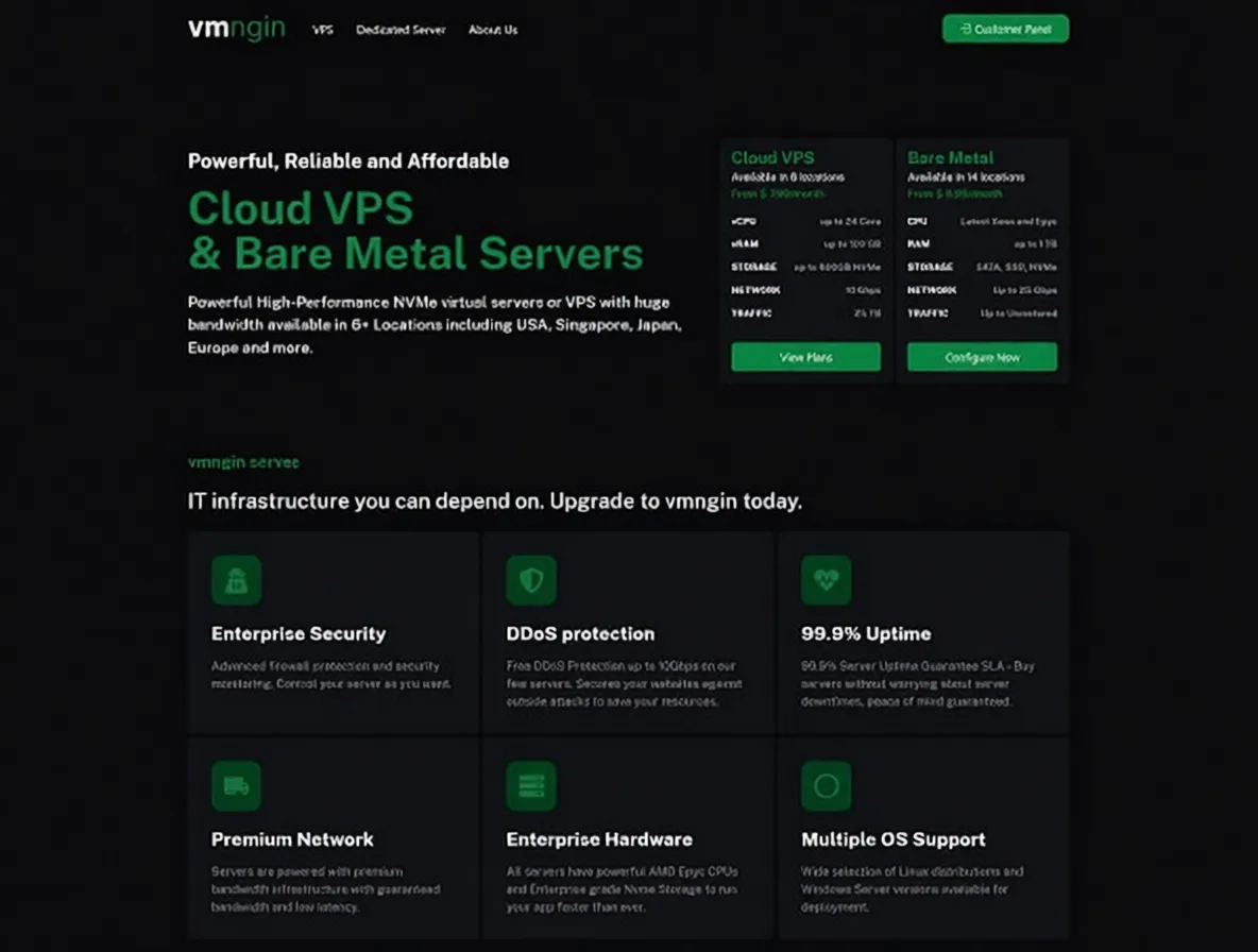 vmngin Global 50 Data Centers, 10Gbps Bandwidth/Unlimited Traffic, VPS Starting from €23.99/Year - Image 1