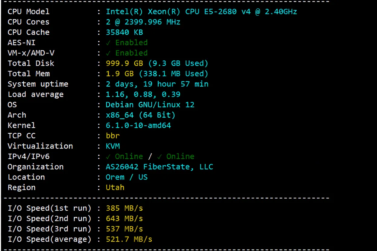 uqidc US Salt Lake City Large Storage VPS Review: Native IP Unlocks TikTok/ChatGPT and More - Image 2