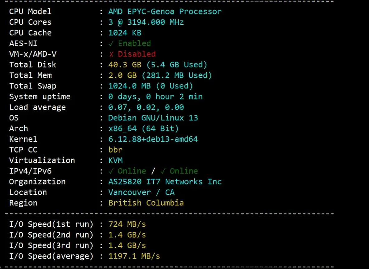 BandwagonHost Canada VPS Review (CABC_1), Native IP, Unlocks TikTok/AI, etc. - Image 3