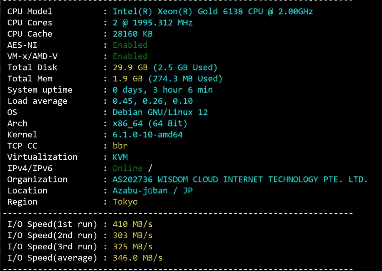 Detailed Review of yin-net/YinYun Japan Dual ISP Residential IP VPS - Image 2