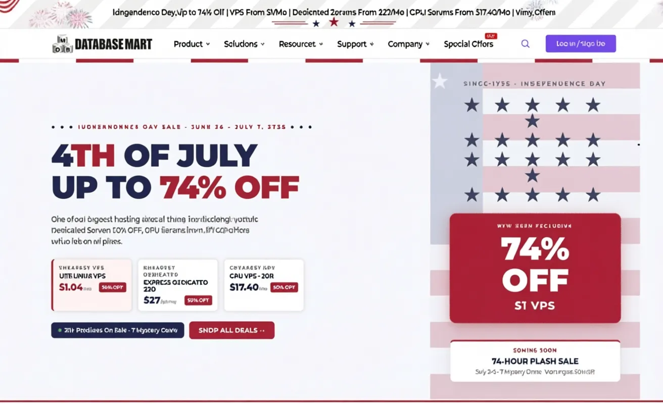 Database Mart Independence Day Flash Sale Begins: VPS as Low as $1/Month, Dedicated Servers from $27/Month - Image 1