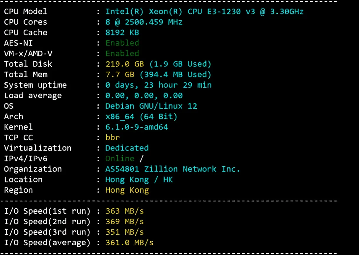 Detailed Review of LightLayer Hong Kong International/Global Network Dedicated Server - Image 2