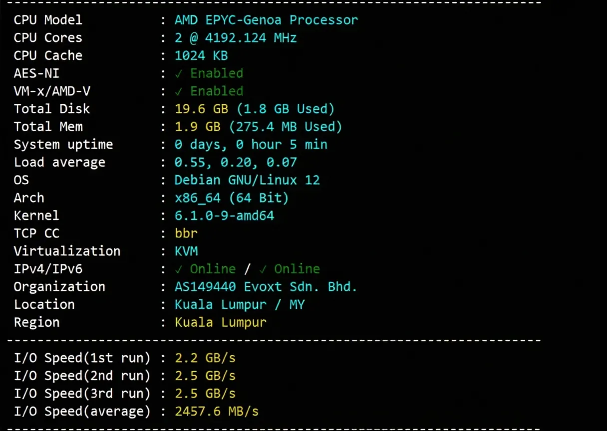 Review of EvoXT Malaysia VPS + Premium Network VPS: Ryzen + CN2 + CUII + CMI - Image 2
