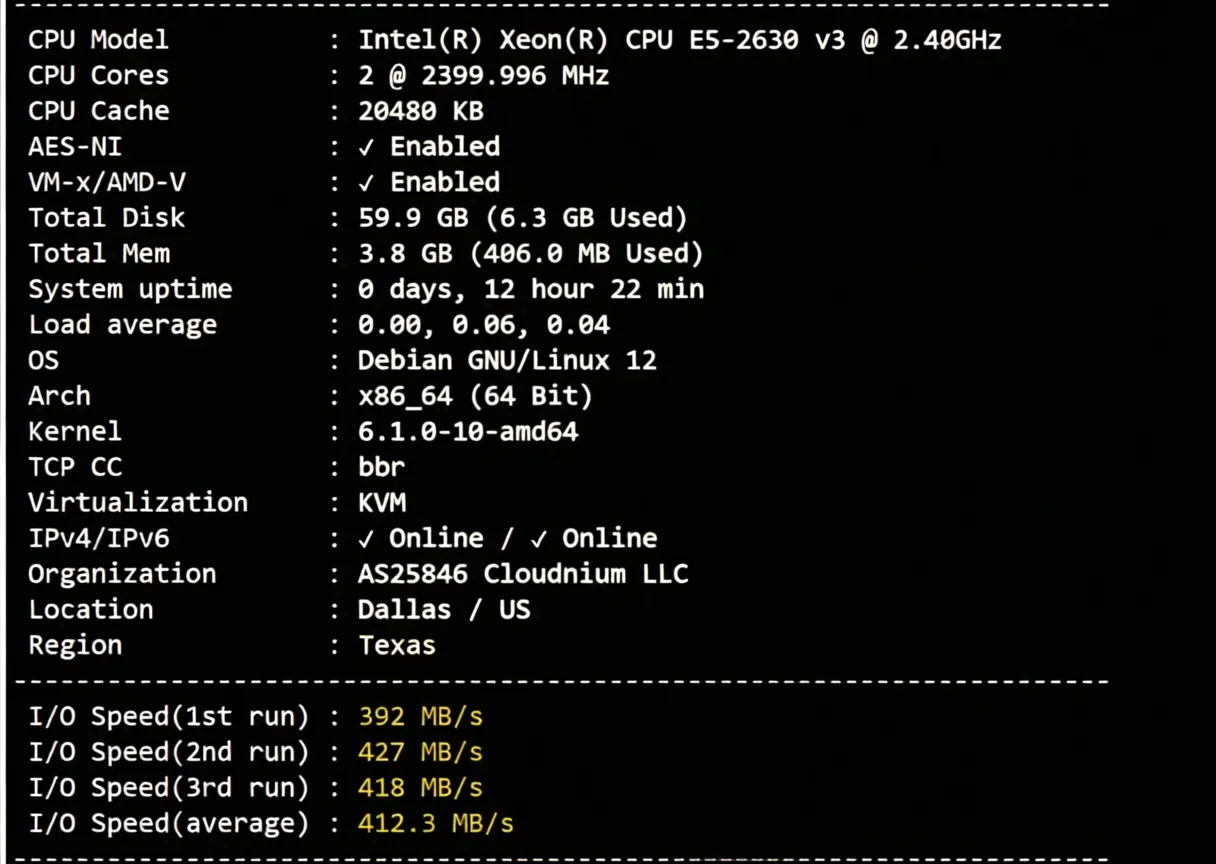 uqidc US Dallas VPS Review: Native IP Unlocks TikTok, Average Network - Image 2