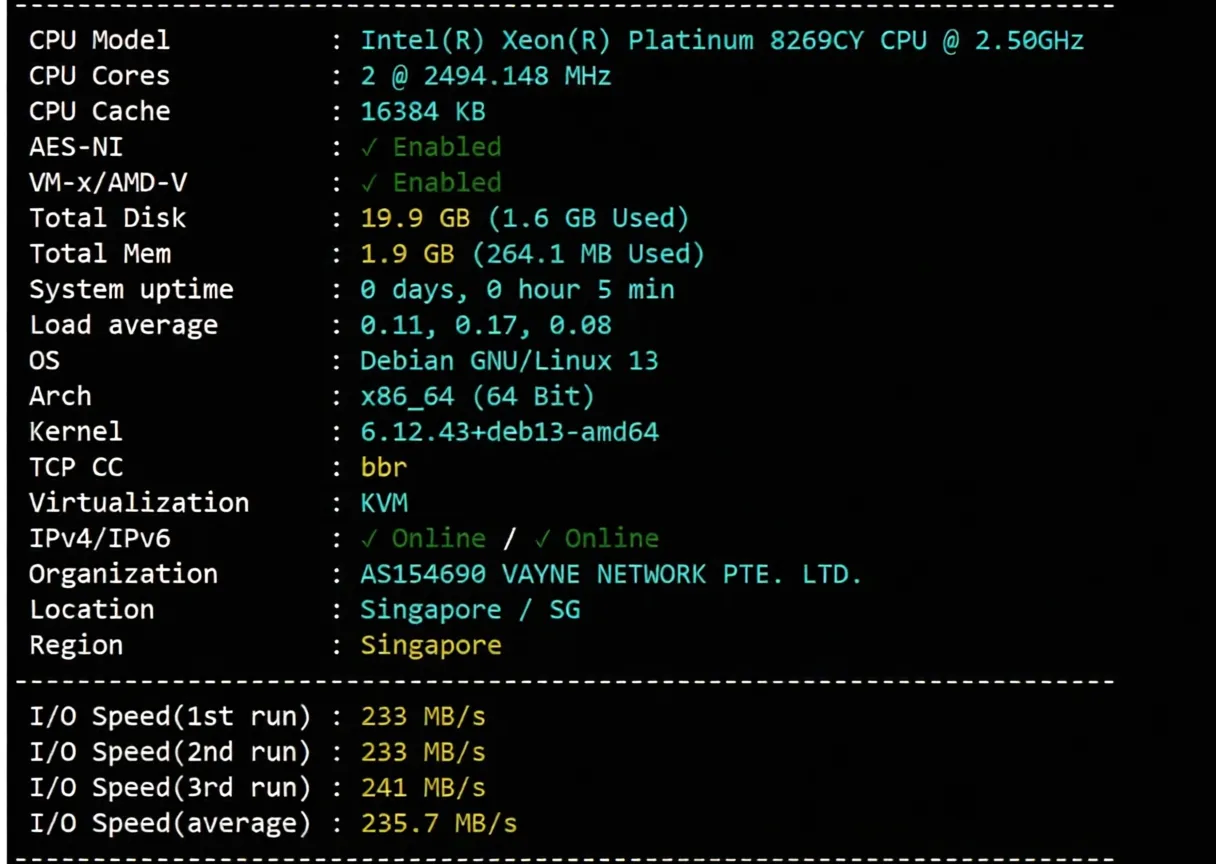 YinNet Singapore Native IP Series VPS Review: Unlocks TikTok/AI, Excellent Performance on China Mobile - Image 2