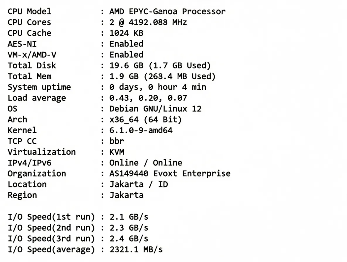 Detailed Review of evoxt Jakarta Indonesia Data Center VPS - Image 2