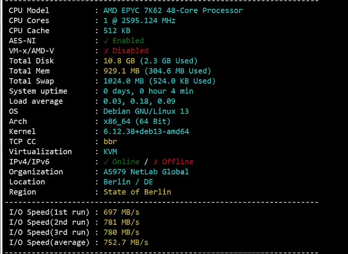 ZgoVPS German Optimized VPS Review: Triple-Network AS9929 High-Speed and Lag-Free, Powerful AMD Platform Performance - Image 2