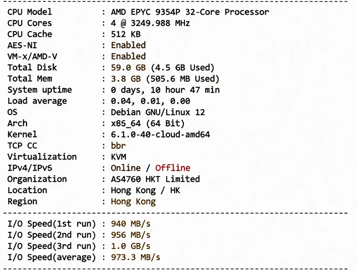 Detailed Review of synexvm Hong Kong Dynamic Residential IP VDS - ISP PCCW/1Gbps Bandwidth Unlimited Traffic - Image 2