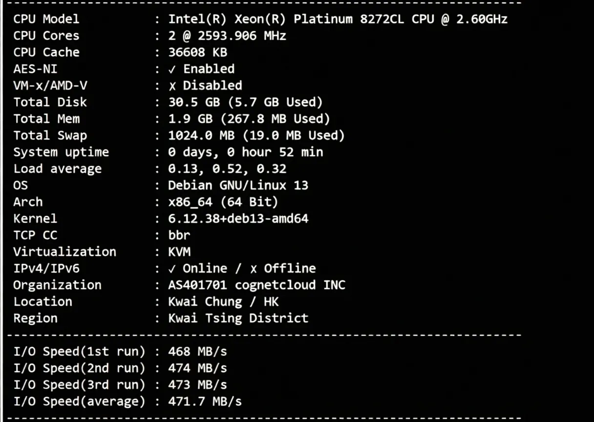 nosla.cloud "Hong Kong - Standard Optimization" VPS Review: Excellent Performance Across Three Networks, High Performance, Unlocks US TikTok - Image 2