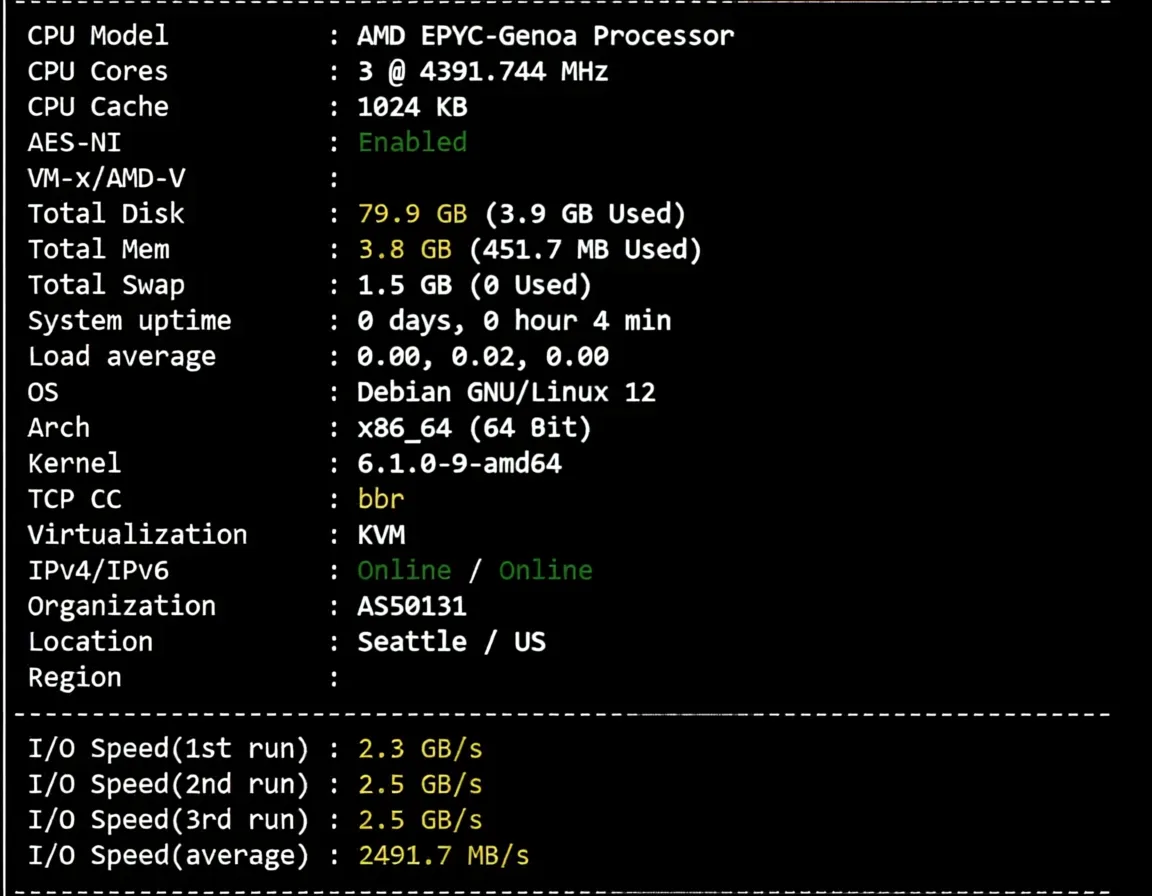 tuduo1 详细测评tudcloud西雅图高性能AMD Ryzen+AS9929&CMIN2高速网络的VPS