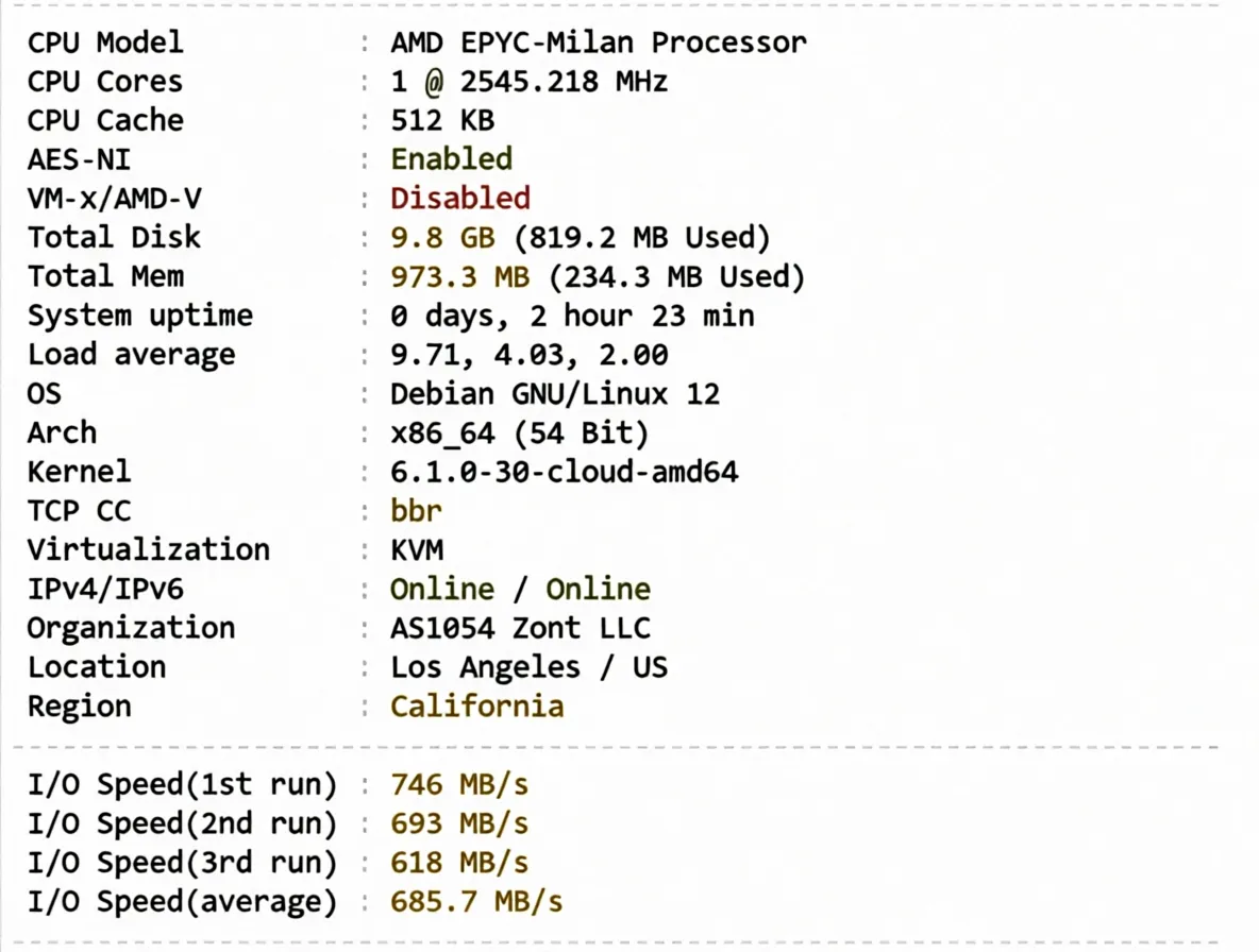 Detailed Review of vmiss US Three-Network Pure Premium Routes VPS - "US-LosAngeles-TRI" - Image 2